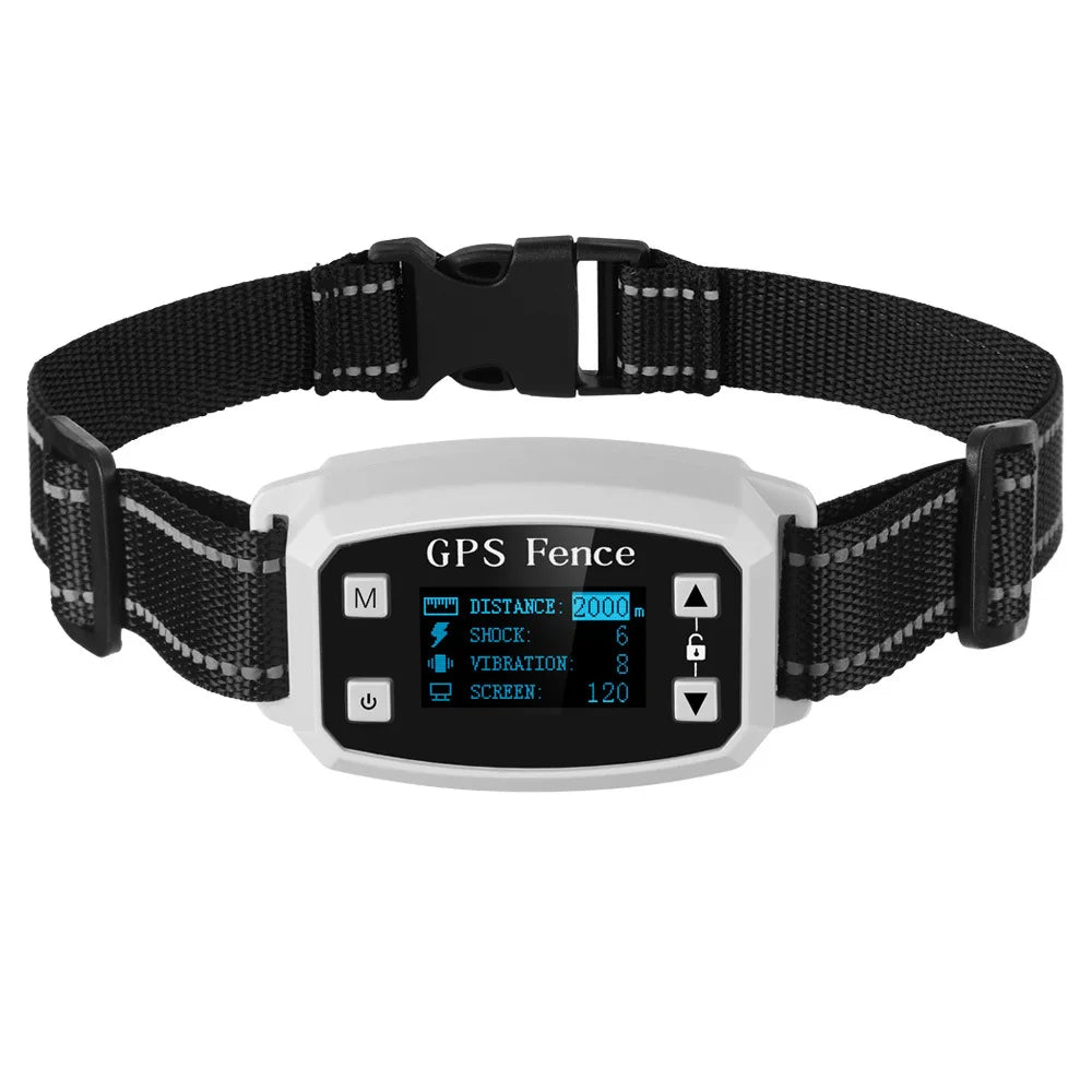 GPS Wireless Dog Fence System, Electric Smart Automatic Barking Stop Device, OLED Screen Pet Dog Training Shock Collar