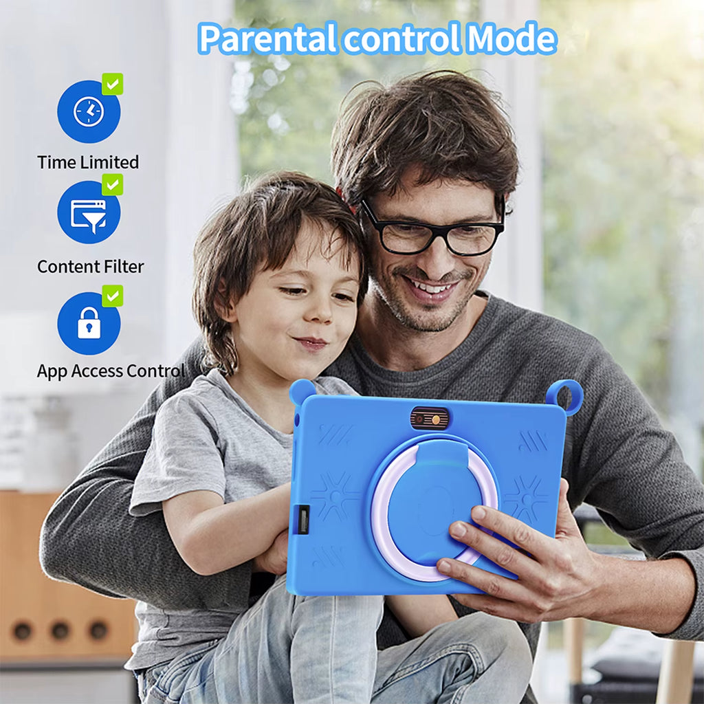 New Global Android Version 7 Inch Tablets Quad Core 4GB+64GB ROM 5G WiFi Google Kids Tablets Portable Kids-Proof Protective Case
