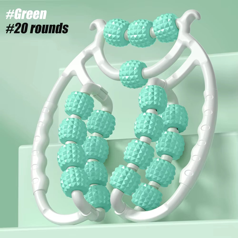 1Pcs Trigger Point Massage Foam Roller Stick for Arms, Tennis Elbow Muscle Roller,Hard Spiky Massage Ball and 20 Wheel Cellulite