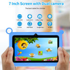 New Global Android Version 7 Inch Tablets Quad Core 4GB+64GB ROM 5G WiFi Google Kids Tablets Portable Kids-Proof Protective Case
