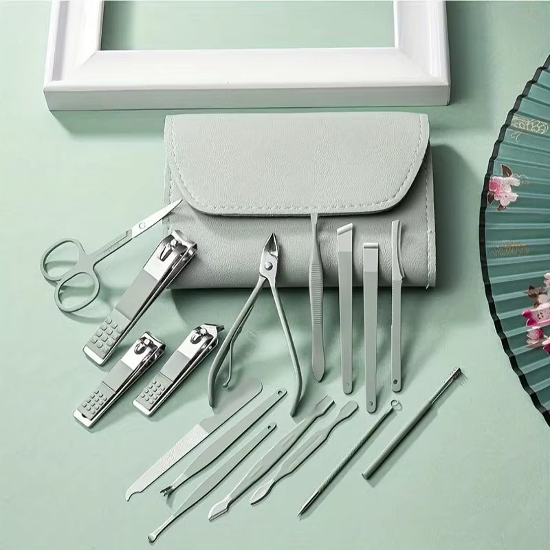 16Pcs Professional Nail Clippers and Cuticle Nippers Set with Travel Case Manicure Set Pedicure Sets Nail Clippers
