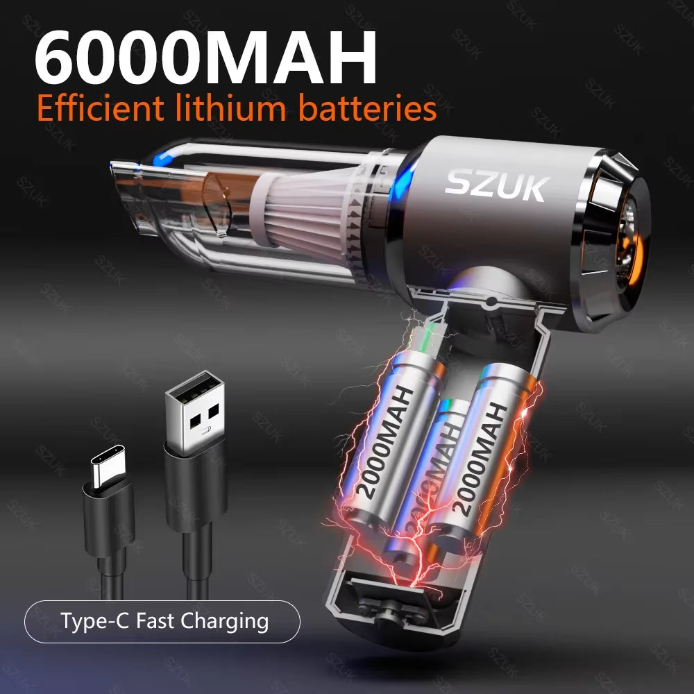 180000PA Mini Car Vacuum Cleaner Portable Powerful Cleaning Machine Handheld for Home Appliance Car Wireless Vacuum Cleaner