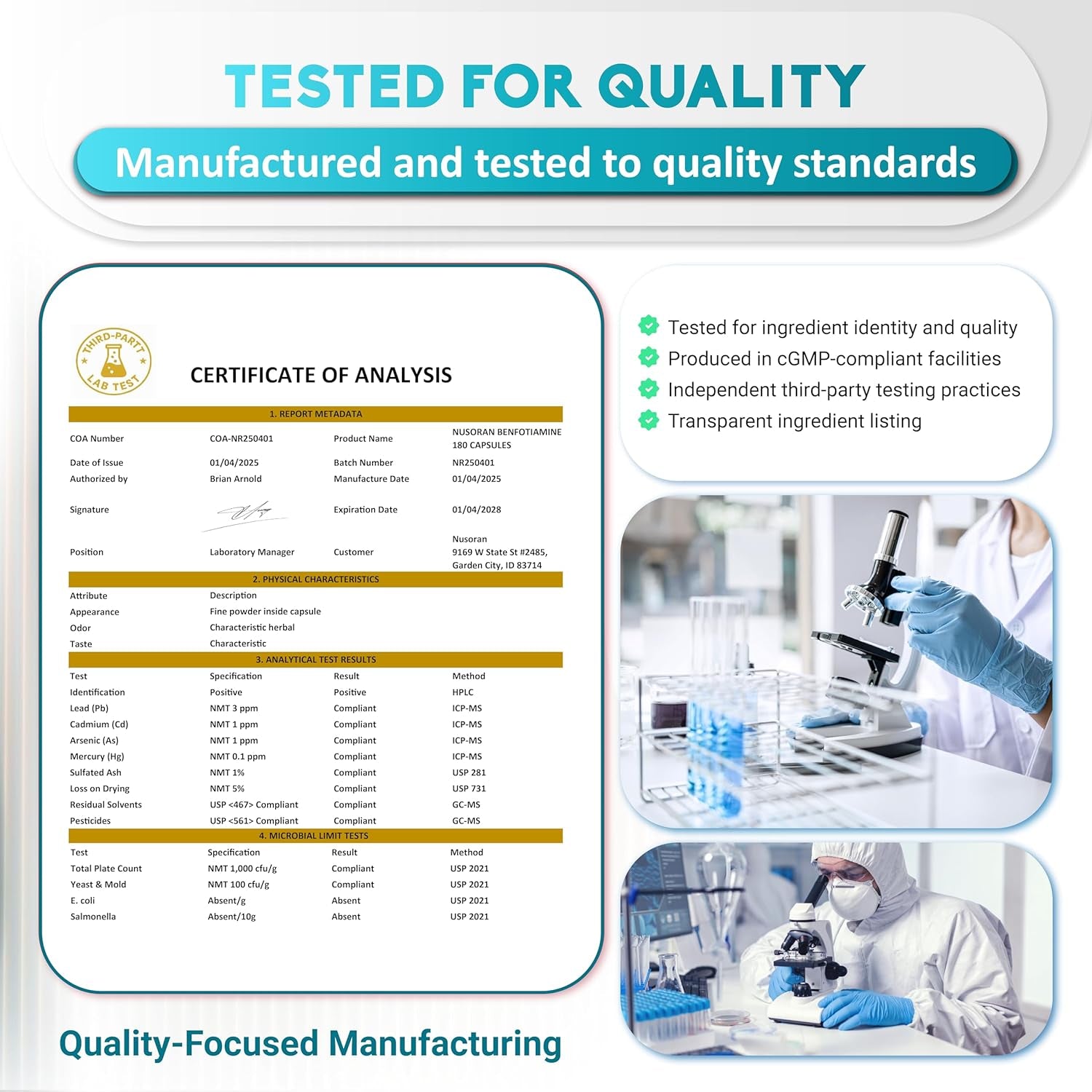 Ultra Benfotiamine - 13-In-1 with Alpha Lipoic Acid, Vitamin B12, Coq10, Rhodiola - Max Absorption -180 Capsules - Non-Gmo, Gluten-Free, Lab Tested