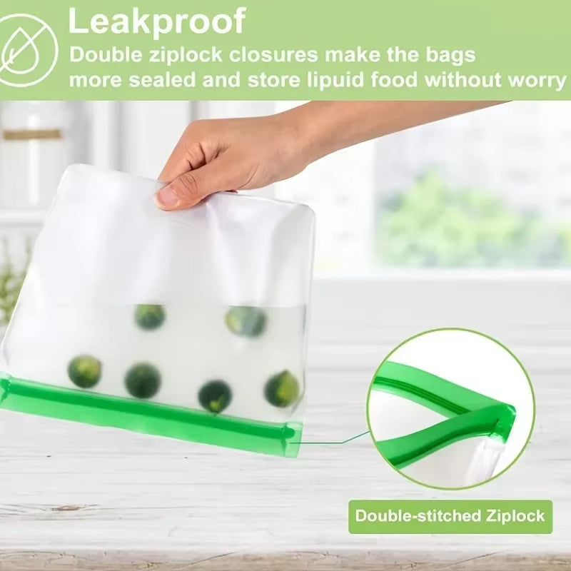 Reusable Silicone Food Bag Freezer Stand up Food Storage Pouch PEVA Bag Leakproof Containers Kitchen Fresh Bags Wrap Ziplock Bag