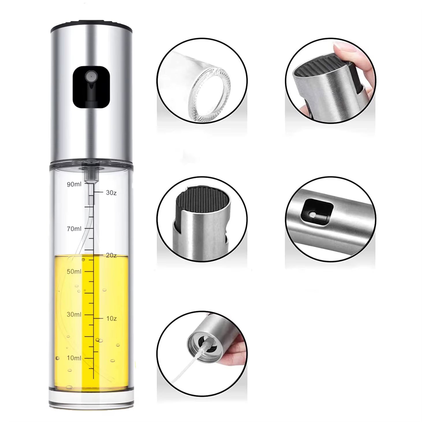 100Ml Glass Oil Sprayer Bottle for Cooking ,Mister Olive Oil Vinegar Spritzer Sprayer Glass Bottles for Kitchen/Salad/Barbecue