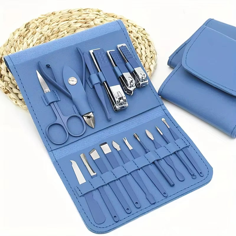16Pcs Professional Nail Clippers and Cuticle Nippers Set with Travel Case Manicure Set Pedicure Sets Nail Clippers