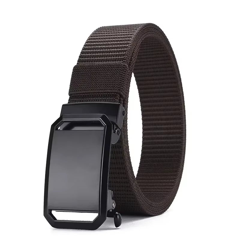 New Automatic Buckle Belt, Canvas Tactical Workwear Casual Outdoor Military Training Pants Belt for Men