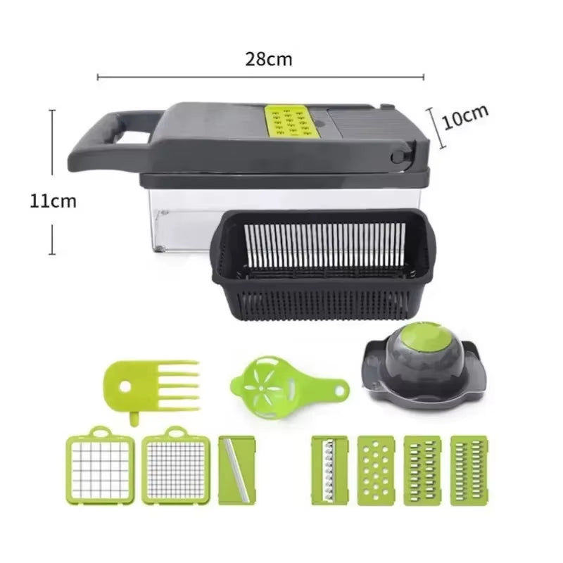 Home 14/16 in 1 Multifunctional Kitchen Vegetable Chopper Food Cutter Slicer Dicer Grater with Handle
