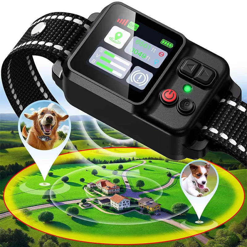 GPS Dog Wireless Fence Coverage Range 49-6561 Feet IP67 Waterproof Adjustable Training Modes GPS Positioning Outdoor Use Only