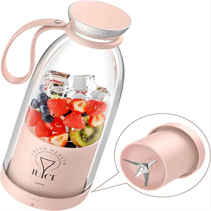 500Ml Portable 2400Mah Wireless Fruit Mixers USB Juicer Fresh Juice Bottle Blender plus 6 Blades Food Milkshake Ice Crush Cup