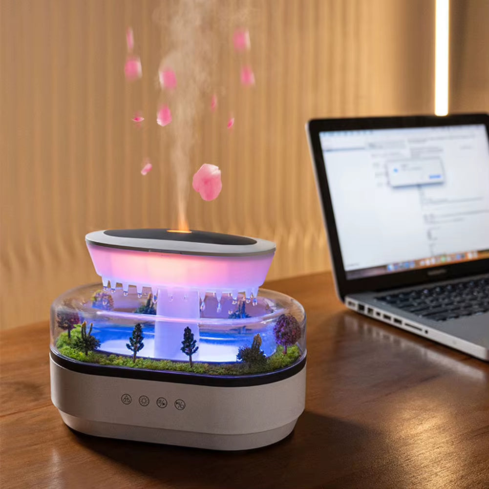 Cloud Rain Humidifier 7 Colors Rainfall Humidifier Rain Sounds Microlandscape Raindrop Essential Oil Aromatherapy Diffuser