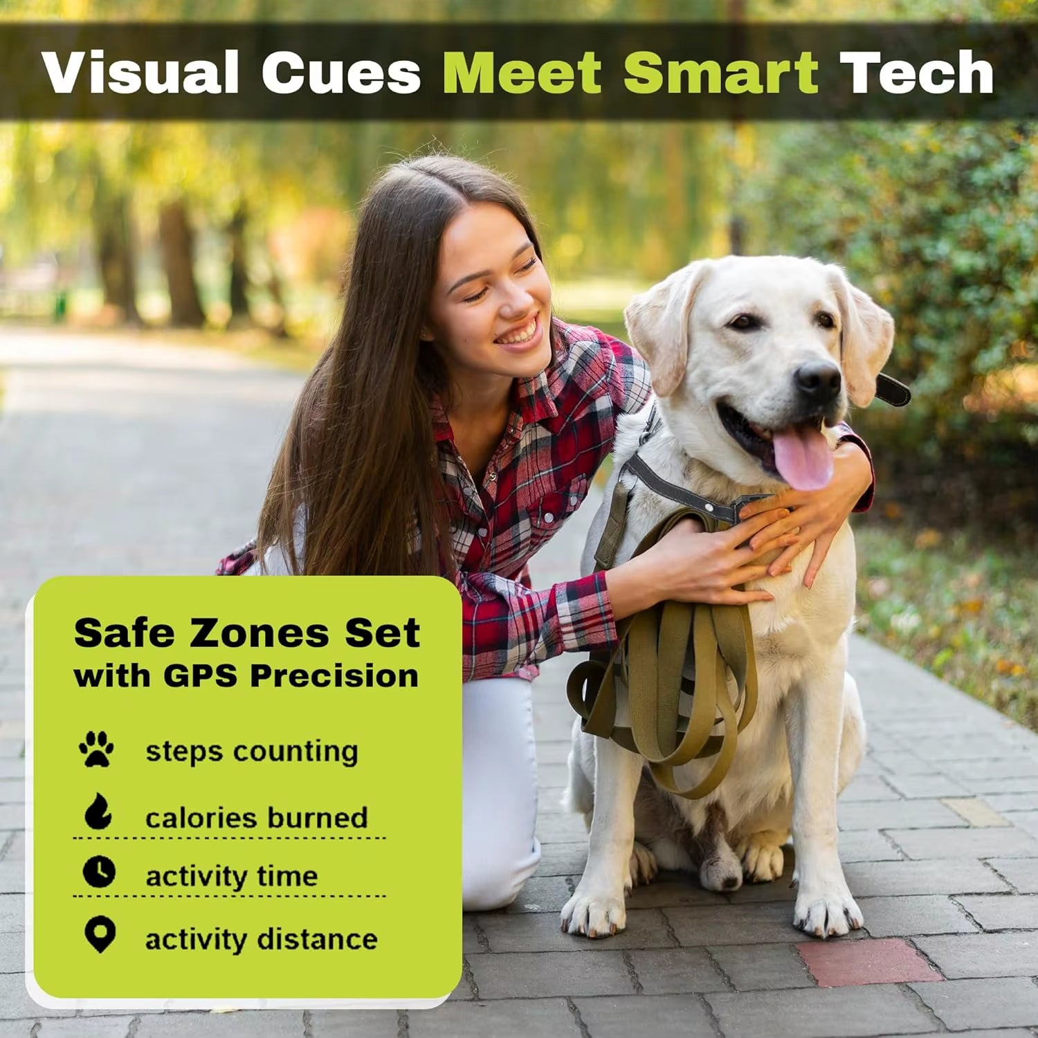 Customizable GPS Dog Collar Fence, Waterproof LCD, 6998 Ft Safe Zone, App-Controlled Wireless Pet Training Collar