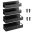 4 Pack Magnetic Fridge Spice Rack, Rustproof Steel Matte Black Storage Shelf with Hooks for Kitchen Organization