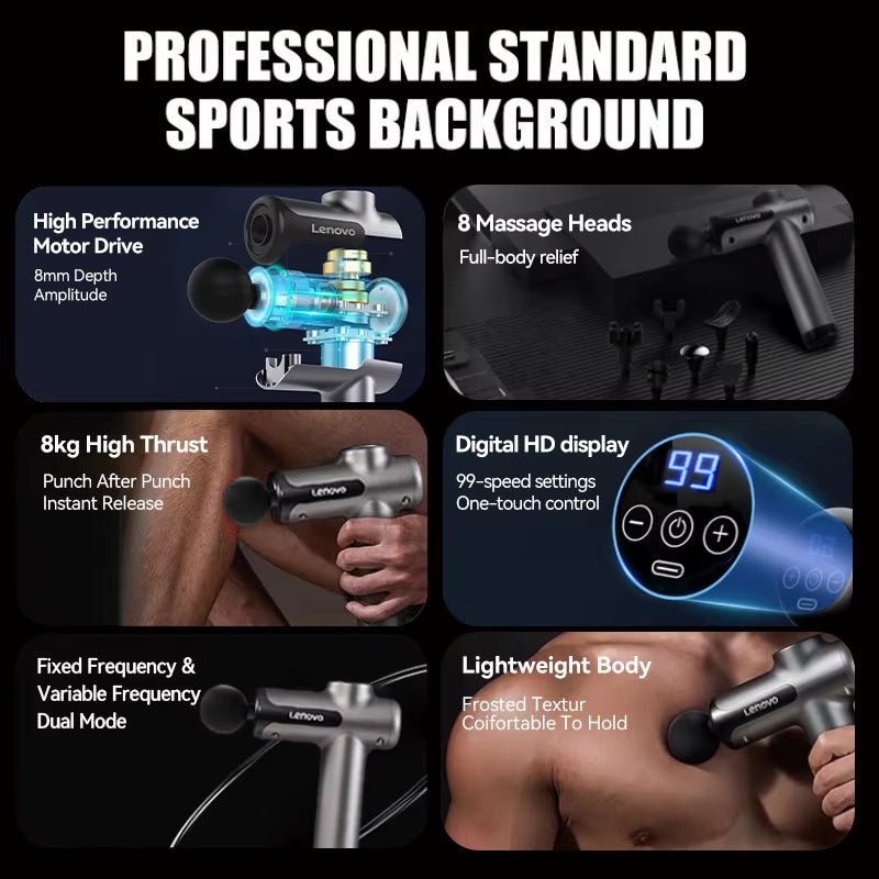 Powerful Wireless Massager Gun 8 Massage Headsrechargeable Shoulder Back Neck Waist Leg Electric Fascia Gun