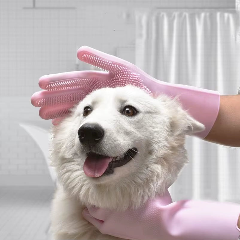 Pet Dog Bath Accessories Scrub Brush Teddy Silicone Bath Gloves Anti-Scratch and Anti-Bite Bath Products