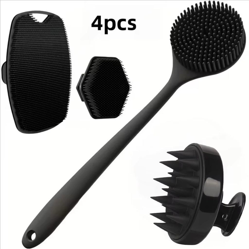 4PCS Set Silicone Body Scrubber Soft Exfoliating Brush for Face Gentle Shower Massage and Skin Cleansing Bathroom Accessories