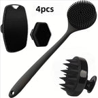 4PCS Set Silicone Body Scrubber Soft Exfoliating Brush for Face Gentle Shower Massage and Skin Cleansing Bathroom Accessories