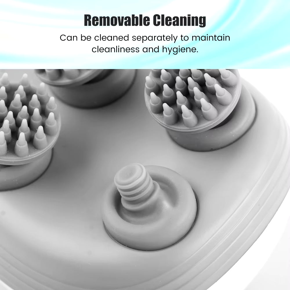 Electric Head Scalp Massager with 4 Kneading Massage Heads Body Deep Tissue Massager for Hair Growth Relaxtion and Cat Pet Claw