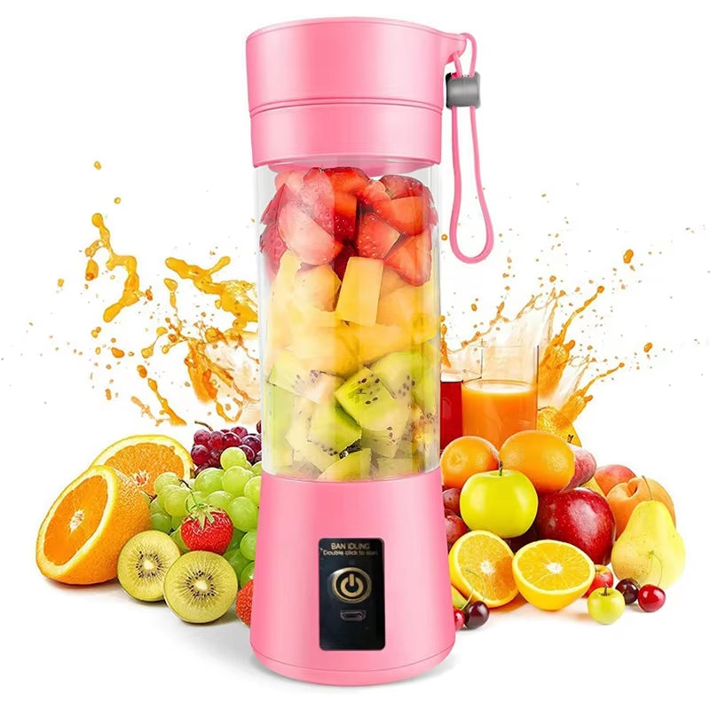 A78E-Portable Blender Mini Blender for Shakes and Smoothies Rechargeable USB 380Ml Traveling Fruit Juicer Cup with 6 Blades