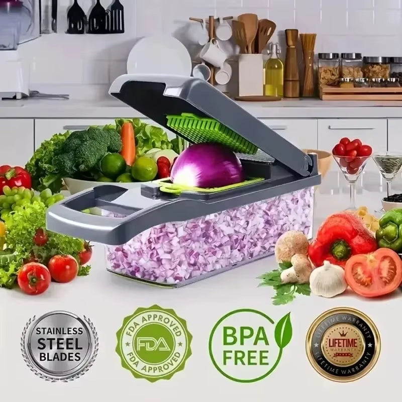 Home 14/16 in 1 Multifunctional Kitchen Vegetable Chopper Food Cutter Slicer Dicer Grater with Handle