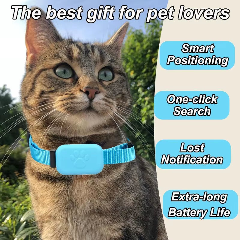 Pet Smart GPS Tracker Collar Pet Cat Dog Anti-Lost Locator Device Cats Dogs Global Tracking Device Compatible with Ios/Android