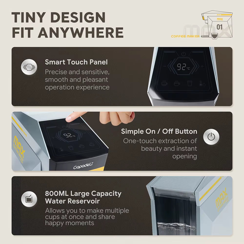 Capsule Coffee Machine 4 in 1 Compatible with DG Nes Illy Capsule Pod Ground Coffee Cafeteria 19Bar Coffee Maker Icafilas