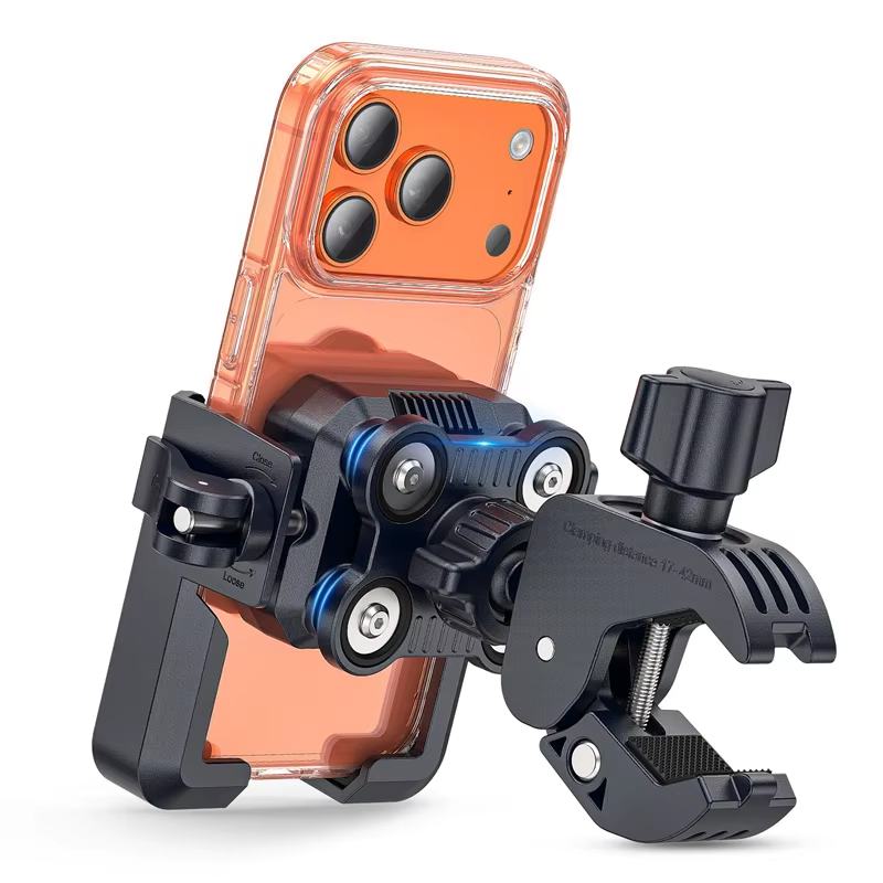 Anti-Vibration Motorcycle Phone Mount Camera Friendly Anti-Shake Bicycle Handlebar Holder with Secure Lock E-Bike Scoo Main image