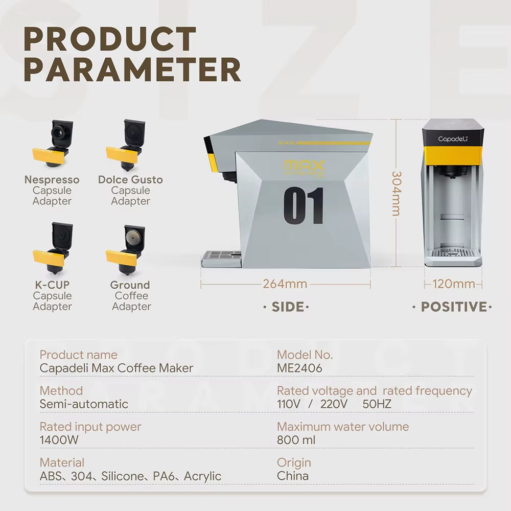 Capsule Coffee Machine 4 in 1 Compatible with DG Nes Illy Capsule Pod Ground Coffee Cafeteria 19Bar Coffee Maker Icafilas