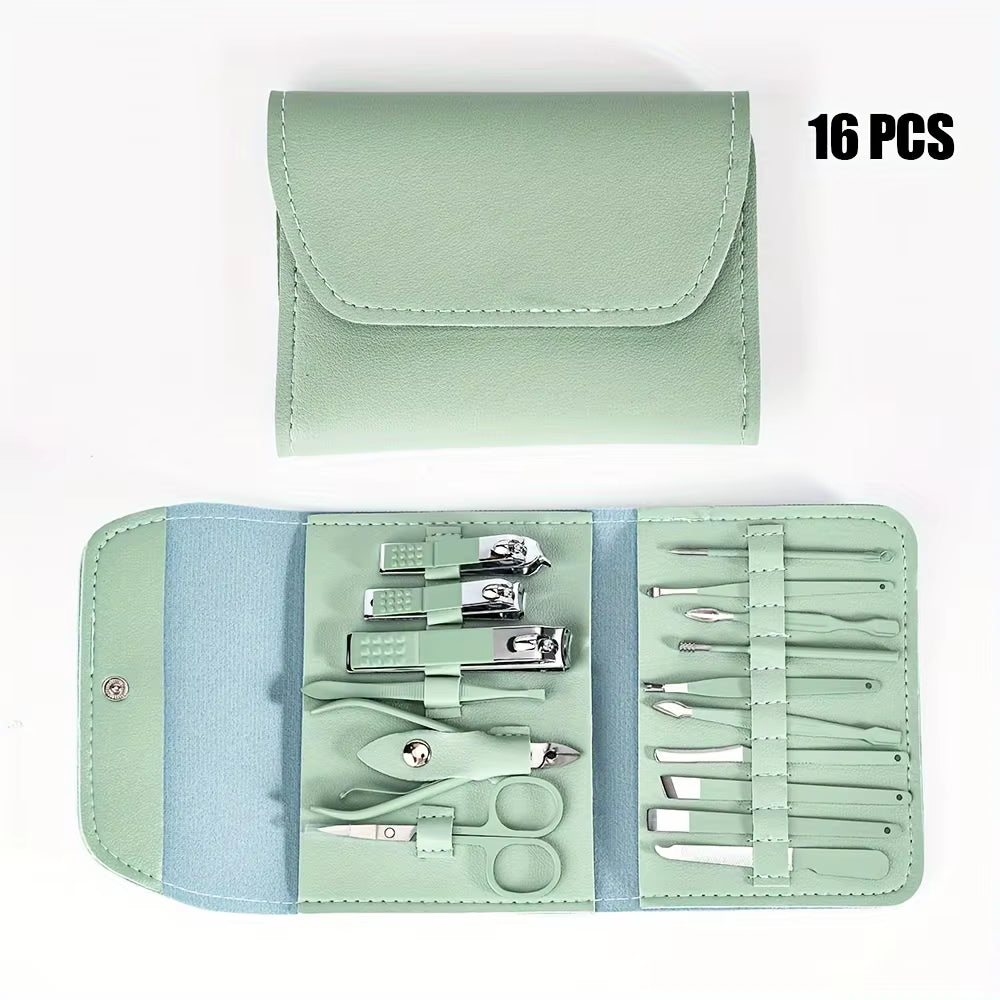 16Pcs Professional Nail Clippers and Cuticle Nippers Set with Travel Case Manicure Set Pedicure Sets Nail Clippers