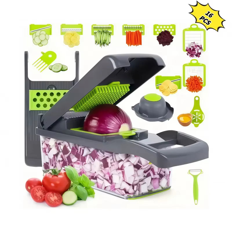 Home 14/16 in 1 Multifunctional Kitchen Vegetable Chopper Food Cutter Slicer Dicer Grater with Handle
