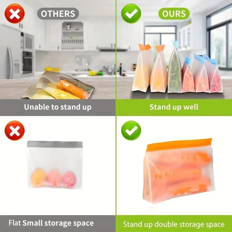 Reusable Silicone Food Bag Freezer Stand up Food Storage Pouch PEVA Bag Leakproof Containers Kitchen Fresh Bags Wrap Ziplock Bag