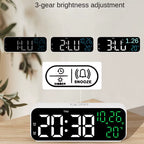 Digital Alarm Clock Temperature and Date Week Display Night Mode Table Clock Voice Control 12/24H Electronic LED Alarm Clocks