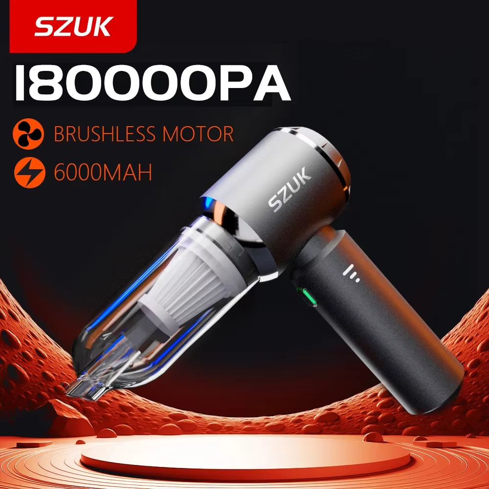 180000PA Mini Car Vacuum Cleaner Portable Powerful Cleaning Machine Handheld for Home Appliance Car Wireless Vacuum Cleaner