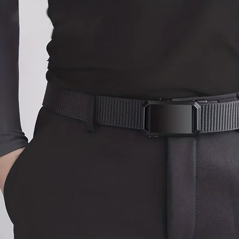New Automatic Buckle Belt, Canvas Tactical Workwear Casual Outdoor Military Training Pants Belt for Men