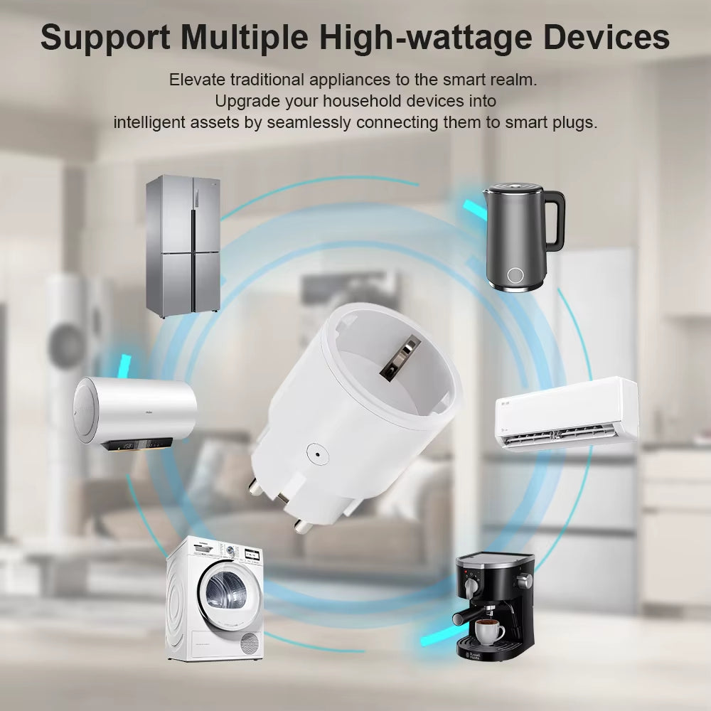 Tuya WiFi Smart Plug 10A EU Smart Socket with Power Monitoring Timing Function Voice Control via Alexa Google Home Yandex