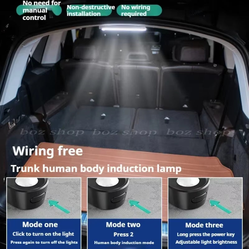 Trunk Car Sensor Light for Floor Trunk Hood USB Rechargeable Automatic Induction Light Bar Magnetic Maual Sensing Mode Lamp