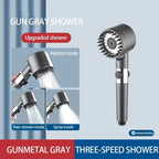 High Pressurized Filter Shower Head 3-Mode Adjustable Spray with Massage Brush Rain Faucet Bathroom Accessories