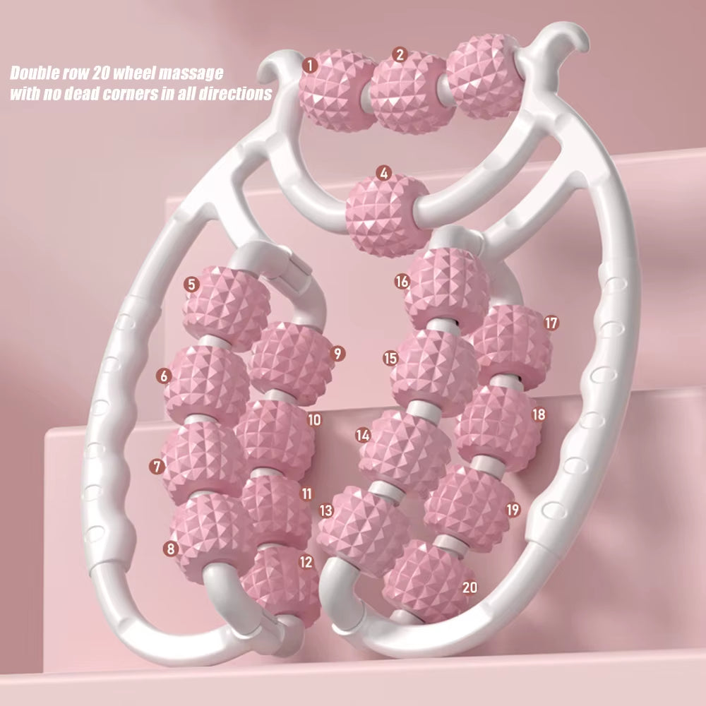 1Pcs Trigger Point Massage Foam Roller Stick for Arms, Tennis Elbow Muscle Roller,Hard Spiky Massage Ball and 20 Wheel Cellulite