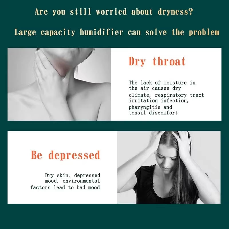 2000ML USB Cool Mist Humidifier Double Spray Port Essential Oil Aromatherapy Purifier for Home Office