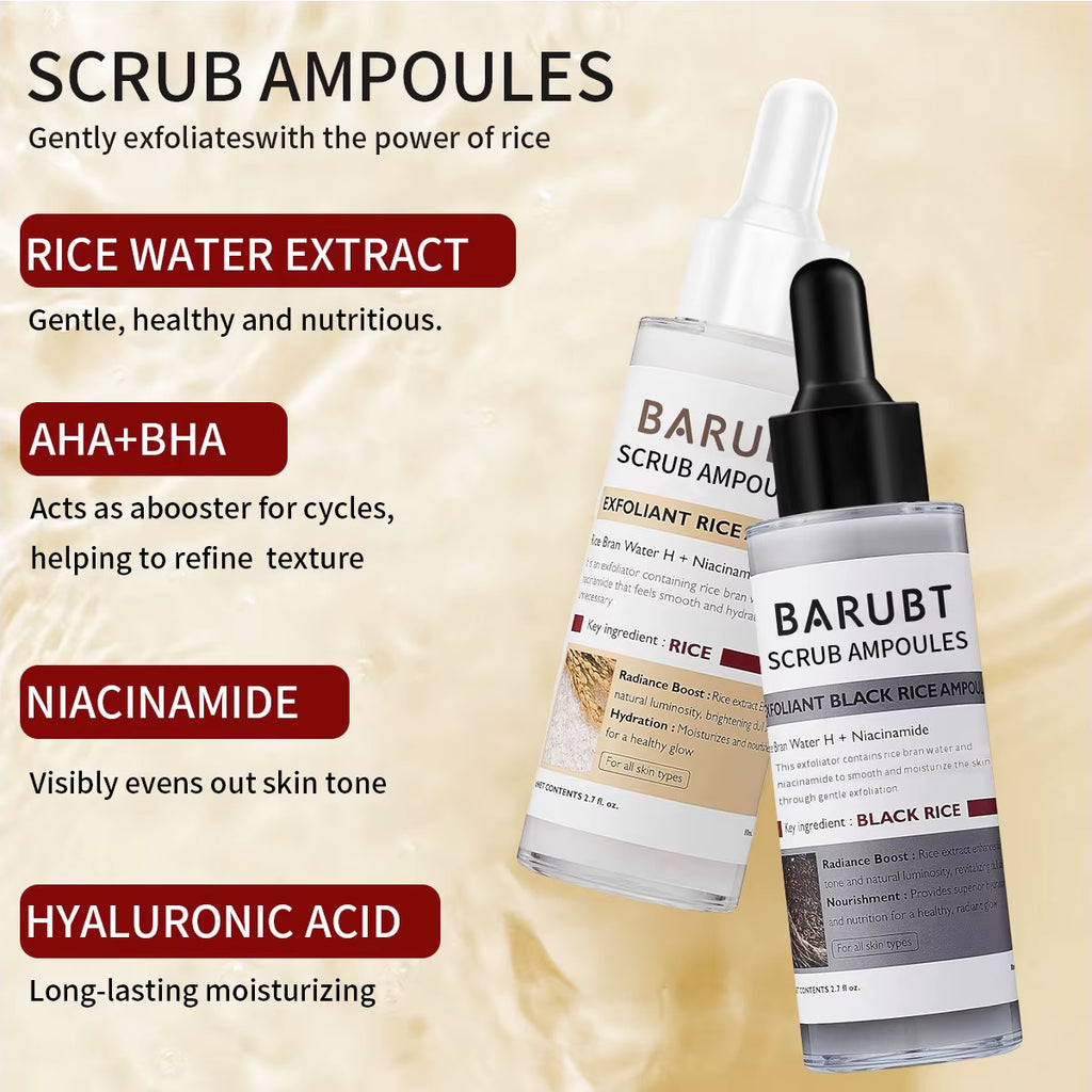 White and Black Rice Ampoule Serums Exfoliating Hydrating Essence Brightening Remove Dead Skin Blackhead Soften Serum Skin Care