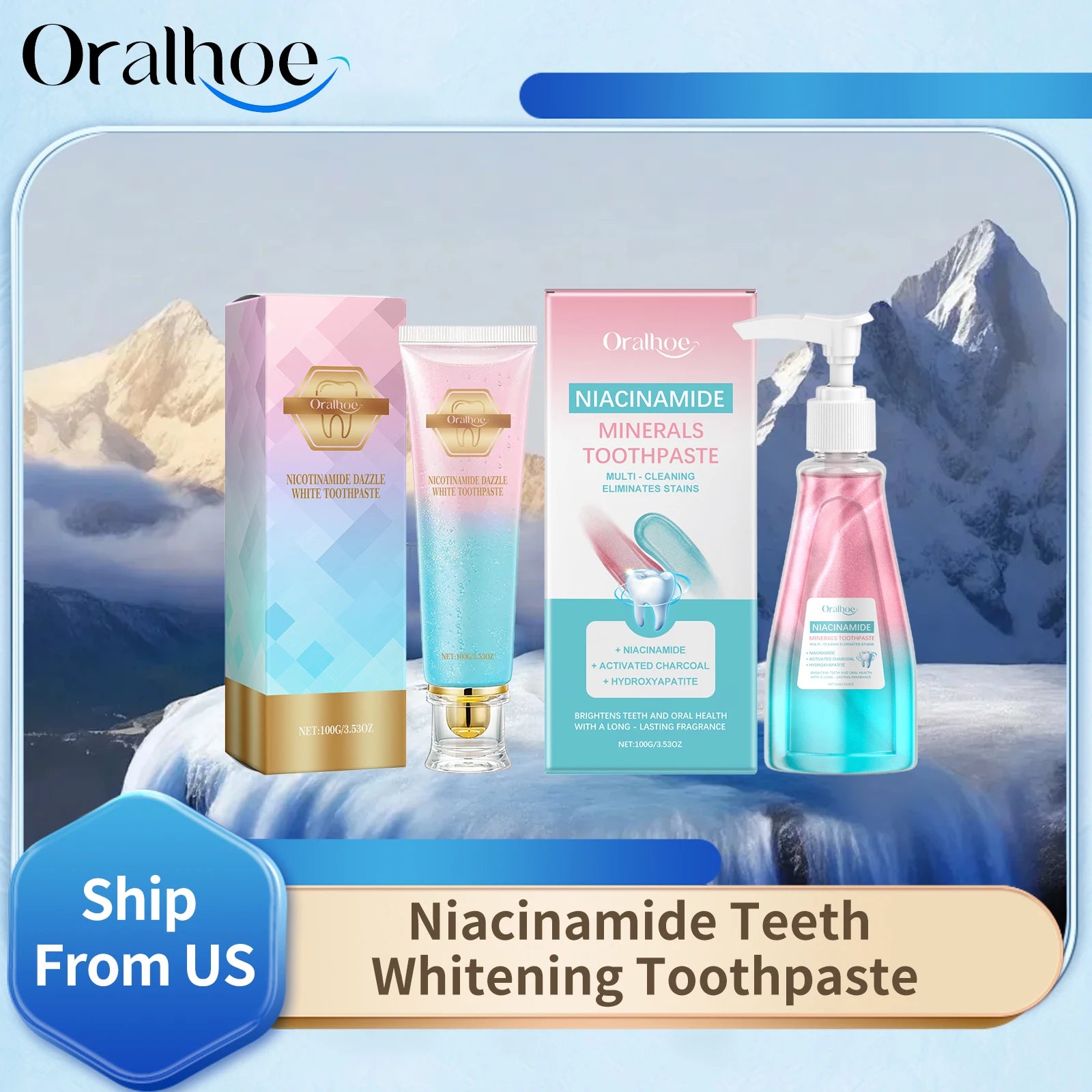 Oralhoe 100g Niacinamide Whitening Toothpaste Brighten Teeth Clean Teeth Stain Mouth Fresh Breath Oral Hygiene Bleach Toothpaste Imagen principal del producto