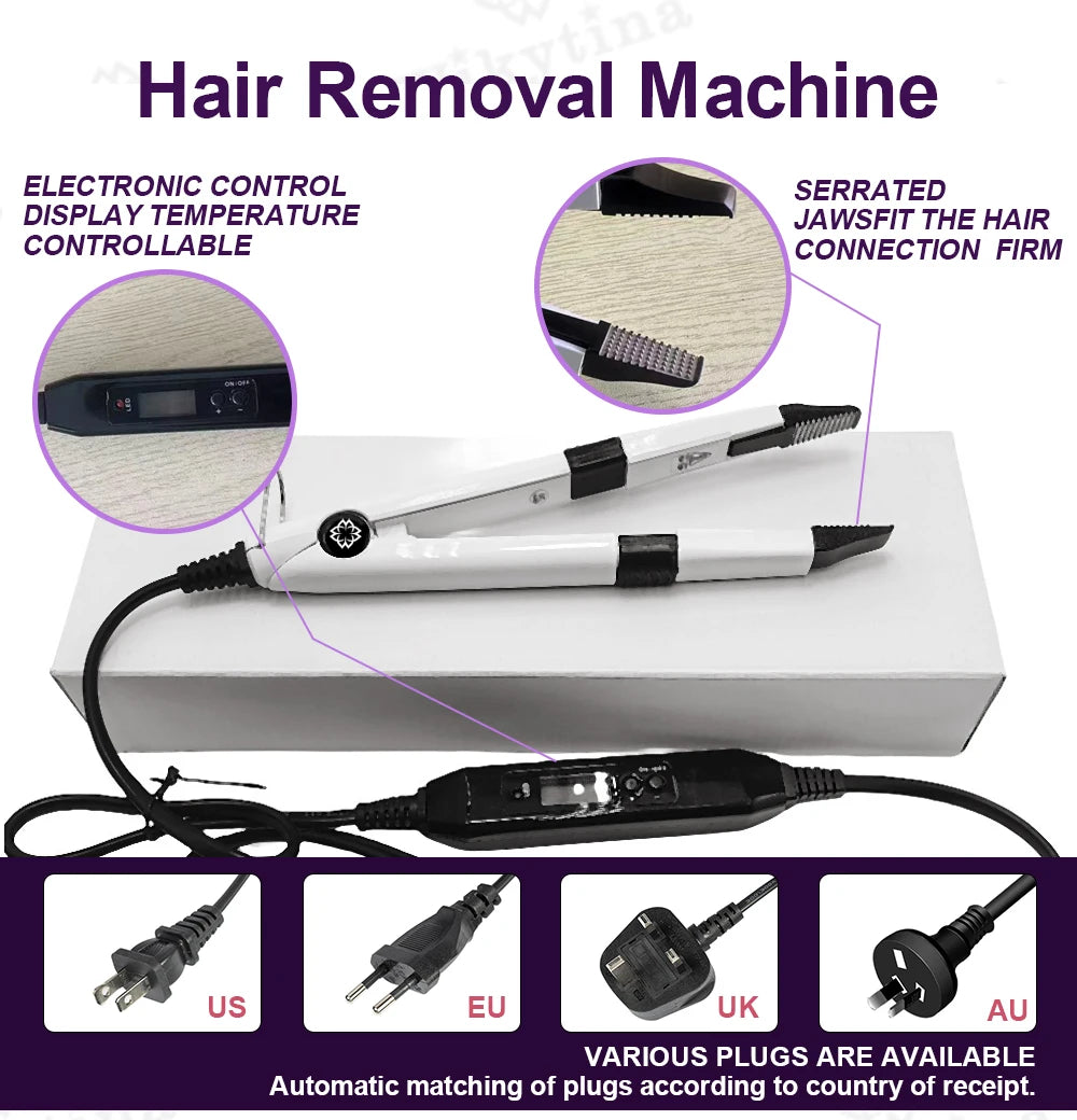 2025 Original V UV Light Hair Extension Kit Complete Set with Long-Lasting UV Glue and  Remover Machine - Salon Styling Tools