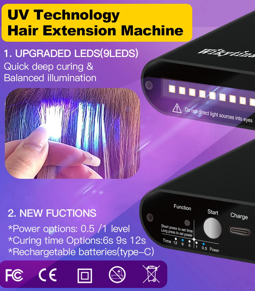 2025 Original V UV Light Hair Extension Kit Complete Set with Long-Lasting UV Glue and  Remover Machine - Salon Styling Tools
