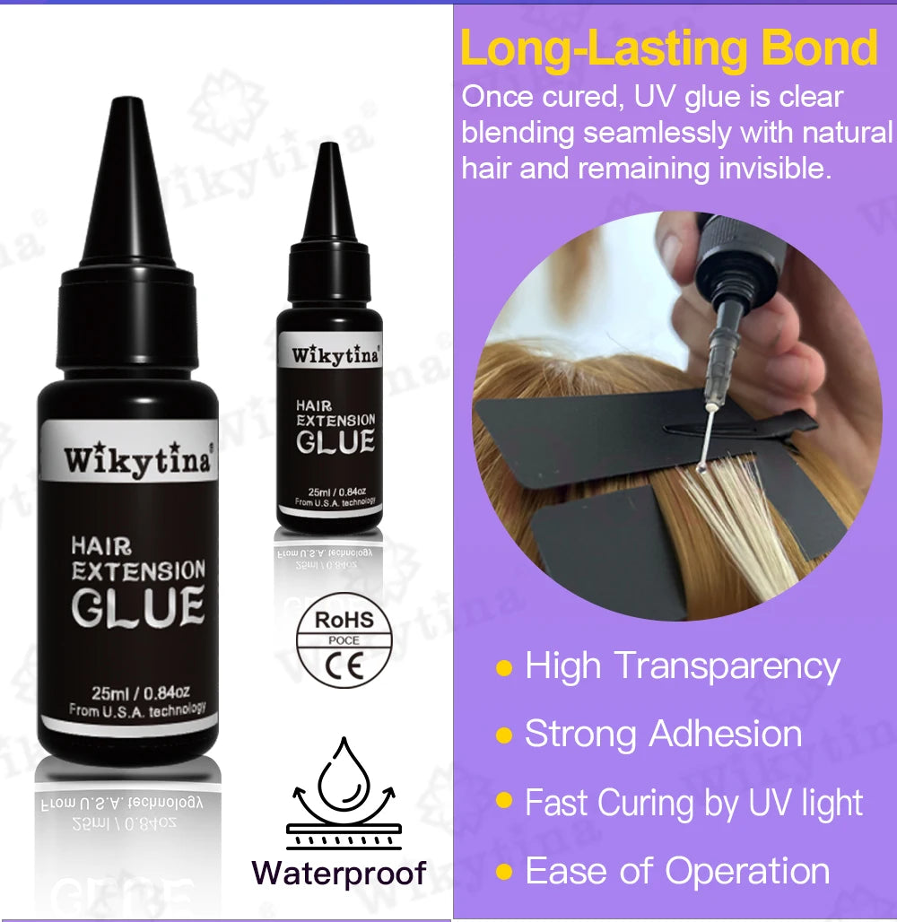 2025 Original V UV Light Hair Extension Kit Complete Set with Long-Lasting UV Glue and  Remover Machine - Salon Styling Tools