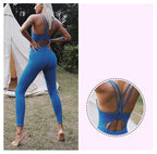 Sleeveless Sexy Fitness Jumpsuits Yoga Set With Pads Sportswear Gym Workout Clothing Athletic One Pieces Bodysuits Tracksuits