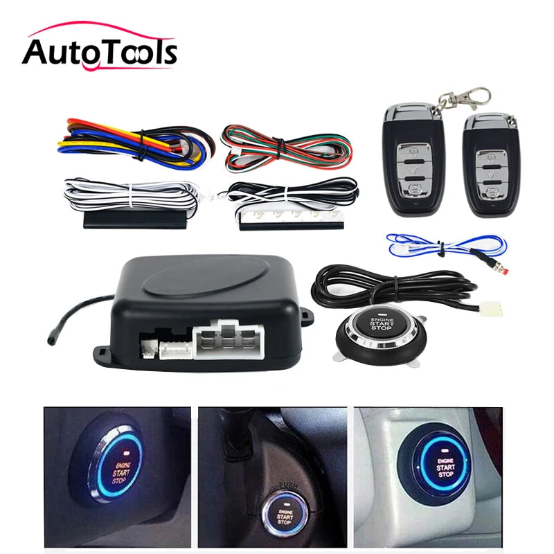Auto car One start stop engine system with remote control Car PKE keyless entry start system open trunk for 12V SUV autostart Image principale du produit