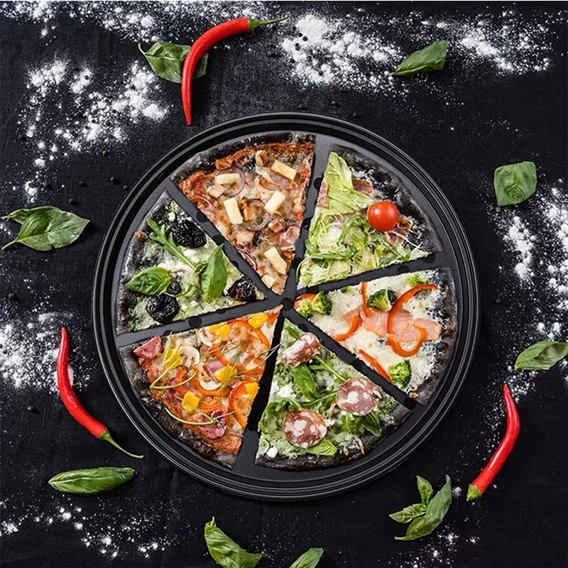 Nonstick Carbon Steel Pizza Crisper Trays Pizza Baking Pan Mold with Holes Round Deep Dish Plate
