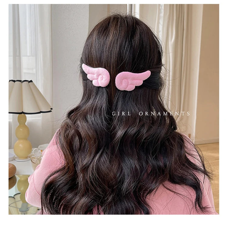 2PCS Cute Plush Children Side Hair Clips Anime Angel Cosplay Wings Hair Accessories Girls Cartoon Barrettes Headwear Hairpins