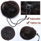 S-noilite 30g Hair Bun Curly Or Straight Chignon 100% Human Hair Donut Hairpiece Brown Blonde Headwear Wrap On Elastic Scrunchie