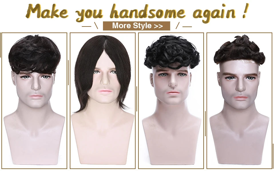 S-noilite 16x19cm 35g Men Toupee Human Hair Replacement System Hair Toppers Hairpiece 4Inch Hair Wig Men Clip In Hair Extensions